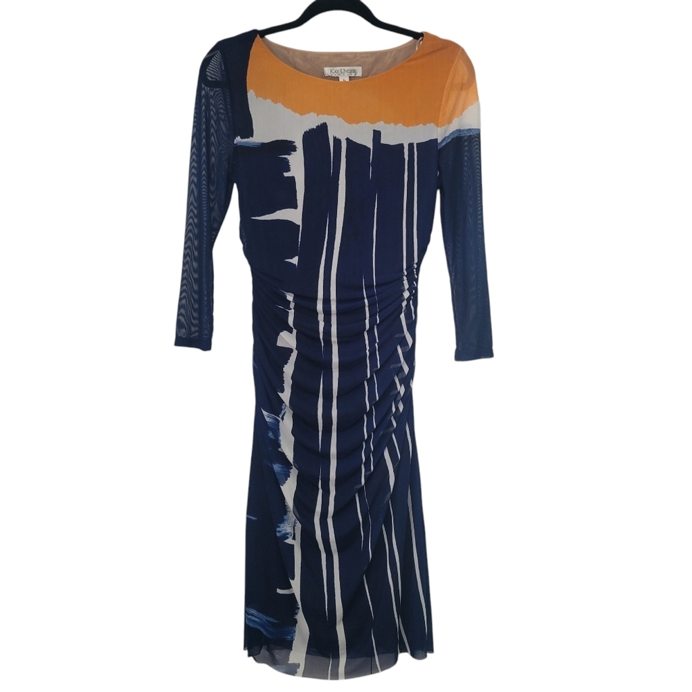 Kay Unger Colorful Abstract Print Dress